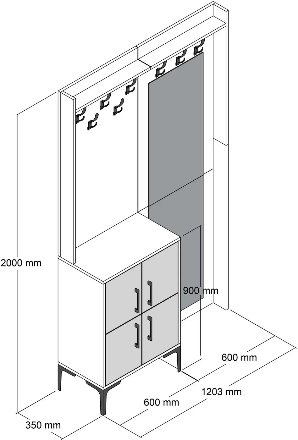 Прихожая Mirage Meble Berlin BC (Walnut/White)