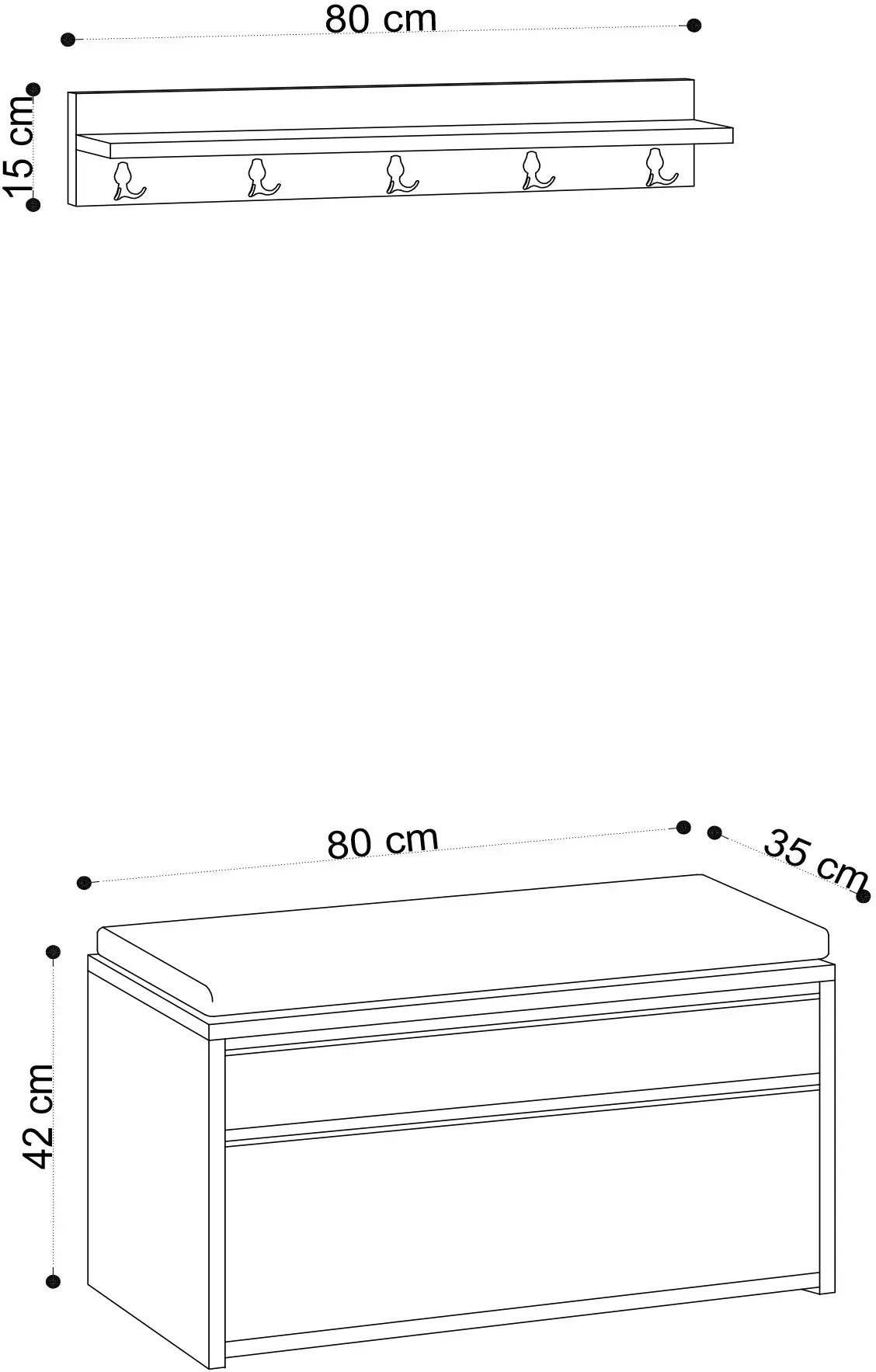 Antreu Mirage Meble Boby (Oak/Black)