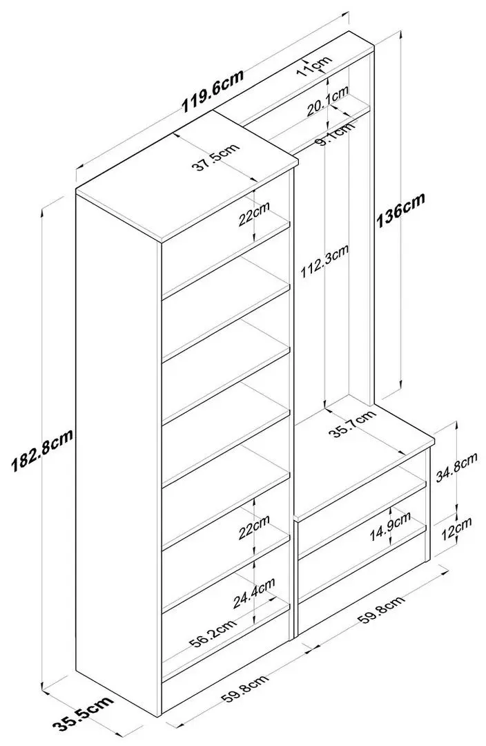 Antreu Mirage Meble P6 M11 (Walnut/White)