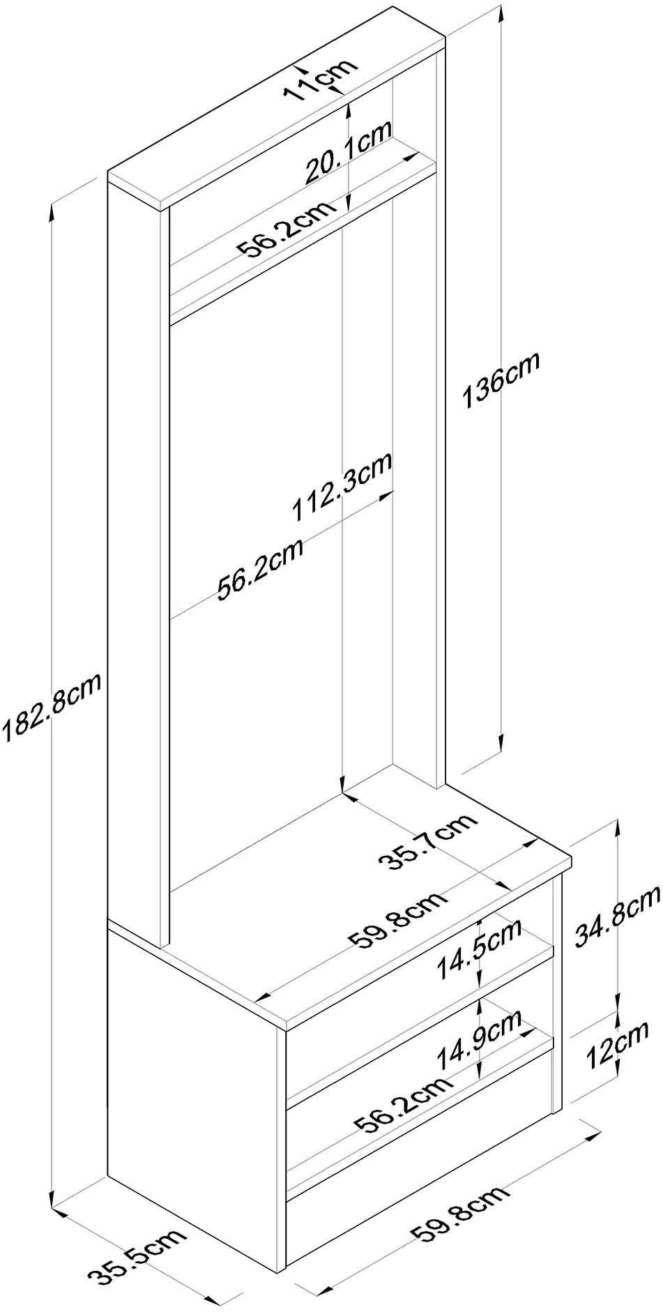 Прихожая Mirage Meble P6 M16 (Walnut/White)