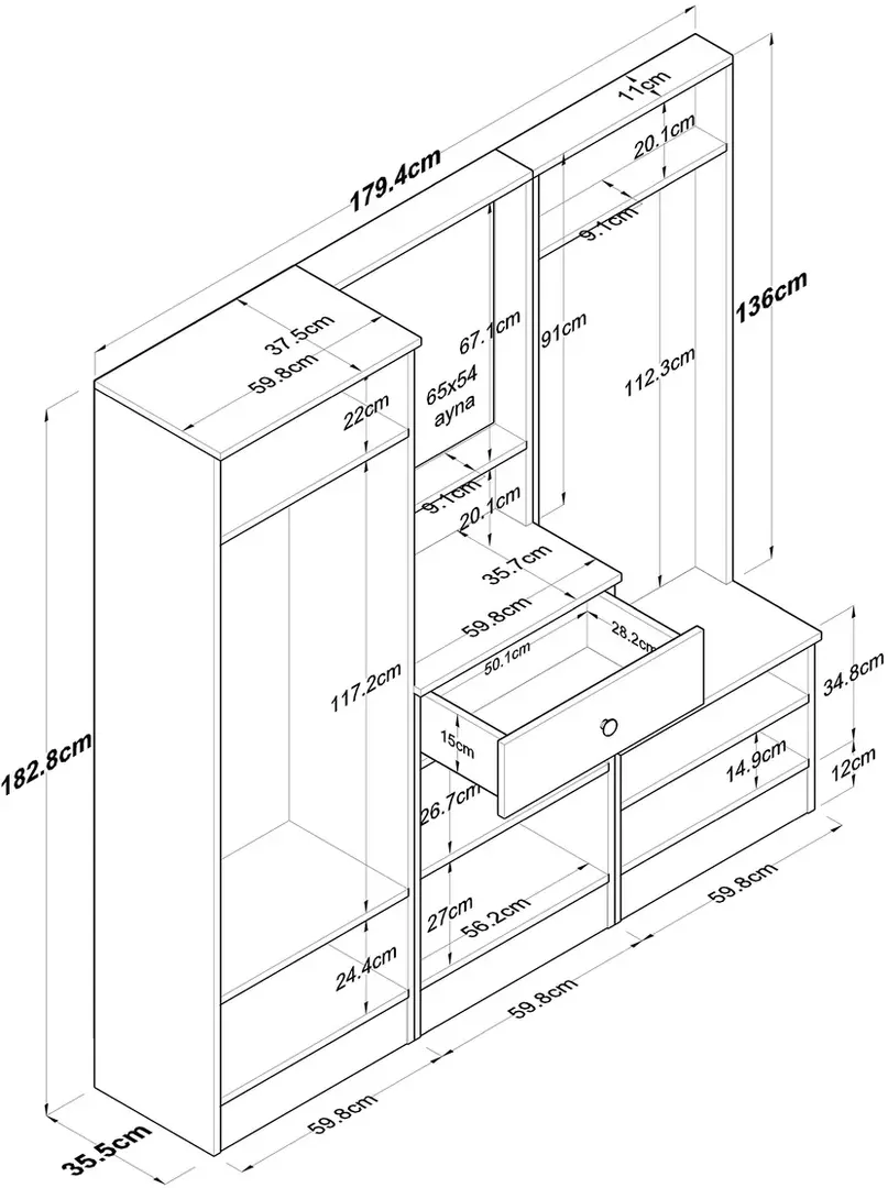 Прихожая Mirage Meble P6 M3 (Walnut/White)