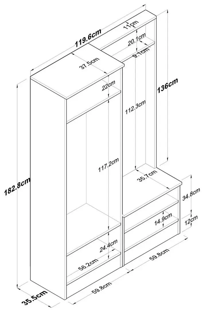 Antreu Mirage Meble P6 M5 (Walnut/White)