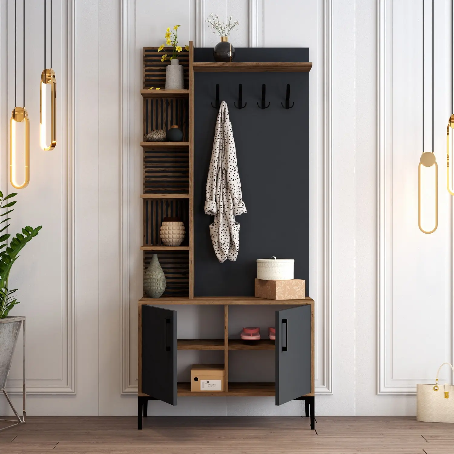 Прихожая Mirage Meble Viyana D (Anthracite/Walnut)