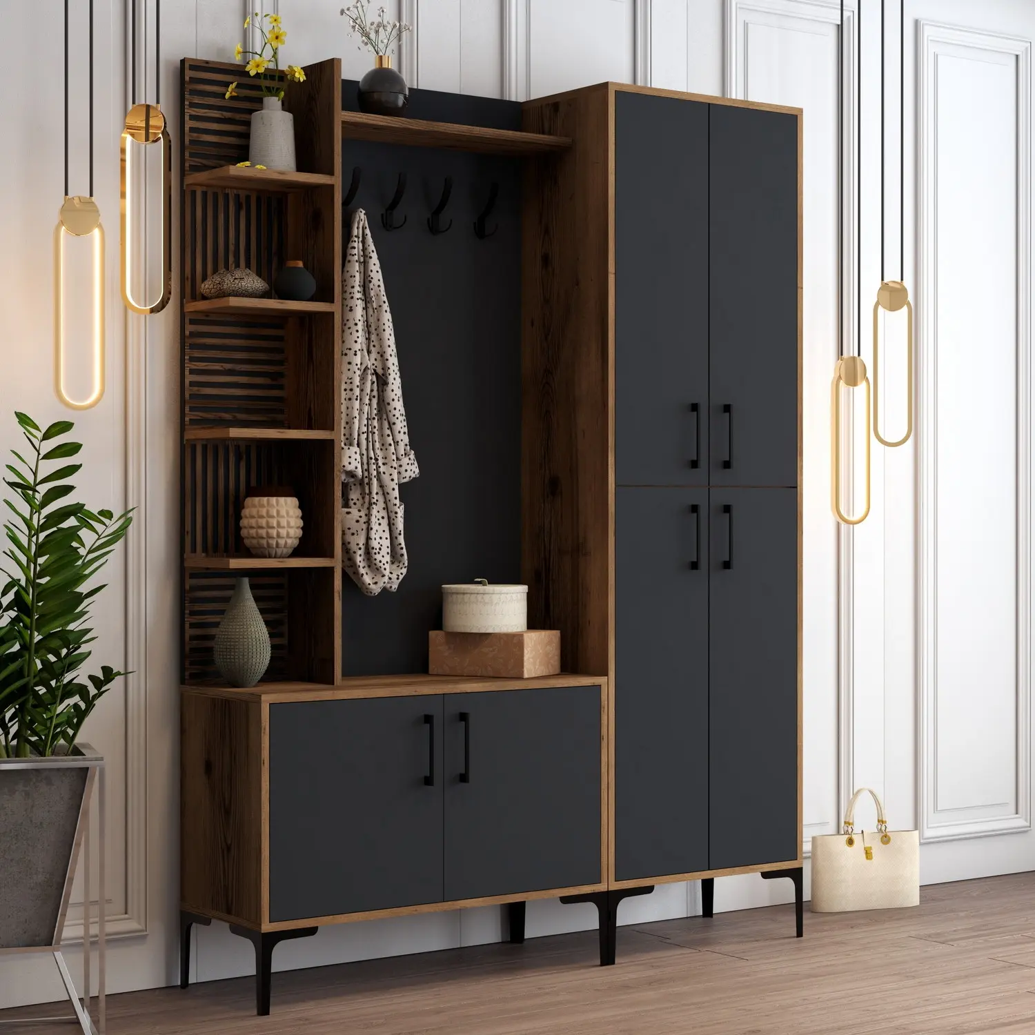 Прихожая Mirage Meble Viyana DA (Anthracite/Walnut)