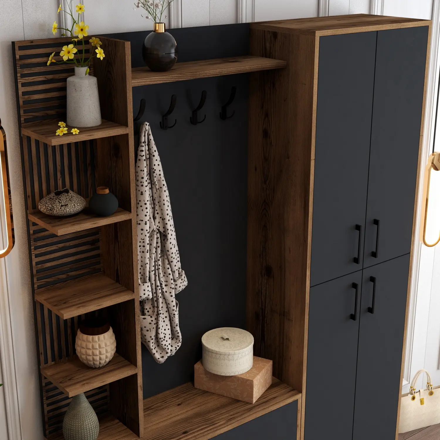 Прихожая Mirage Meble Viyana DA (Anthracite/Walnut)