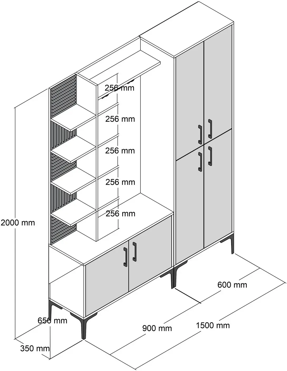 Прихожая Mirage Meble Viyana DA (Anthracite/Walnut)
