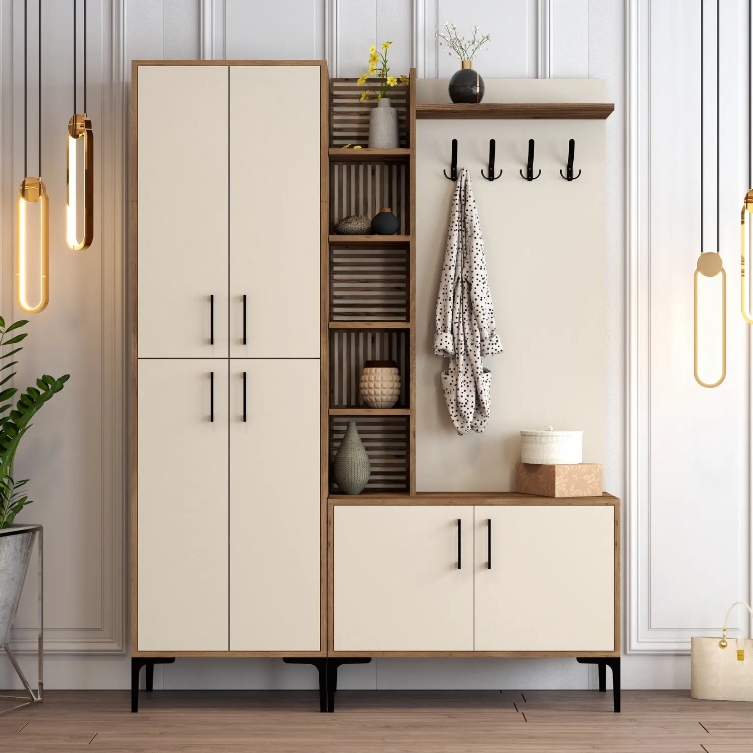 Прихожая Mirage Meble Viyana DA (Cream/Walnut)