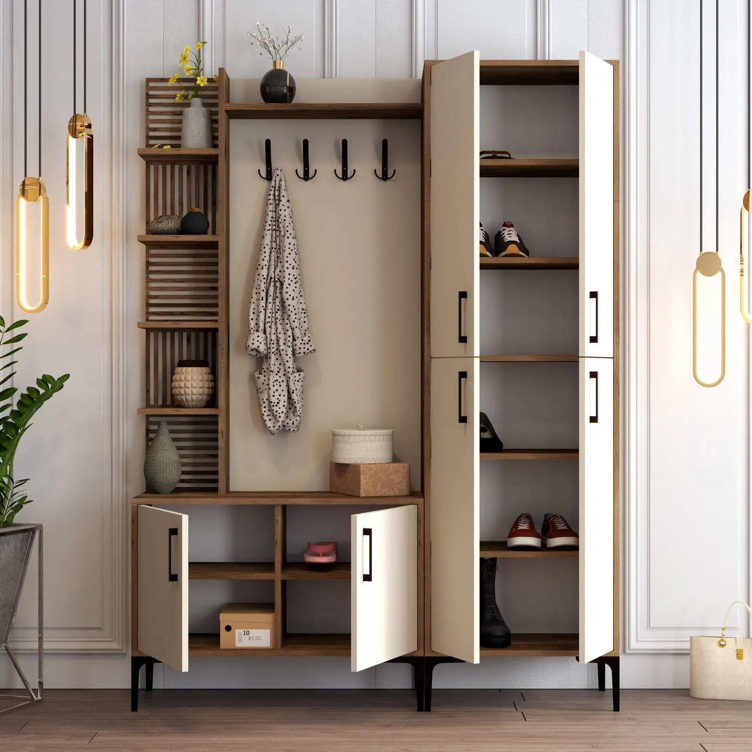 Прихожая Mirage Meble Viyana DA (Cream/Walnut)