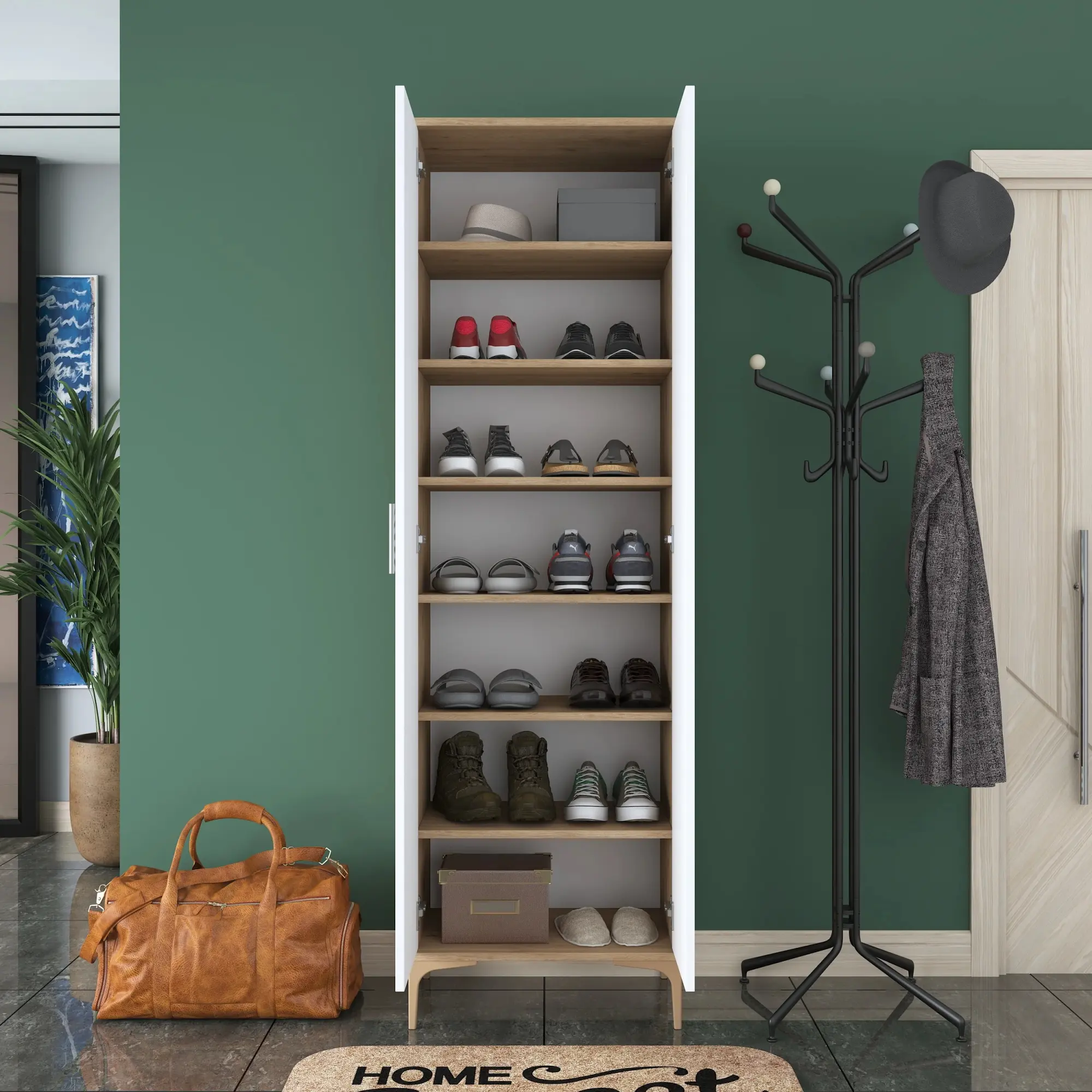 Шкаф для обуви Mirage Meble EA116 (Walnut/White)