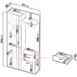 Прихожая Mirjan24 Alektrona/Justus (White/Black) Thumb