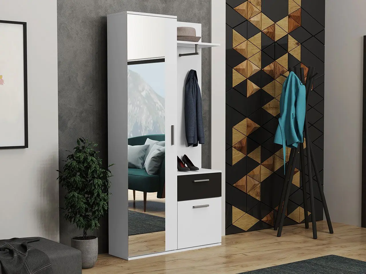 Прихожая Mirjan24 Alektrona/Justus (White/Black) - 2