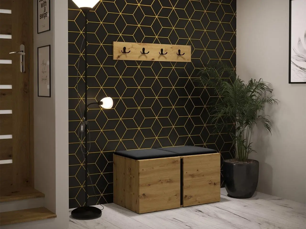 Прихожая Mirjan24 Tavasz/Orion VI Manila 18 (Artisan Oak/Black) - 2