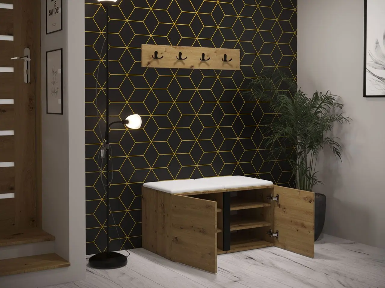 Прихожая Mirjan24 Tavasz/Orion VI Manila 18 (Artisan Oak/Black) - 3