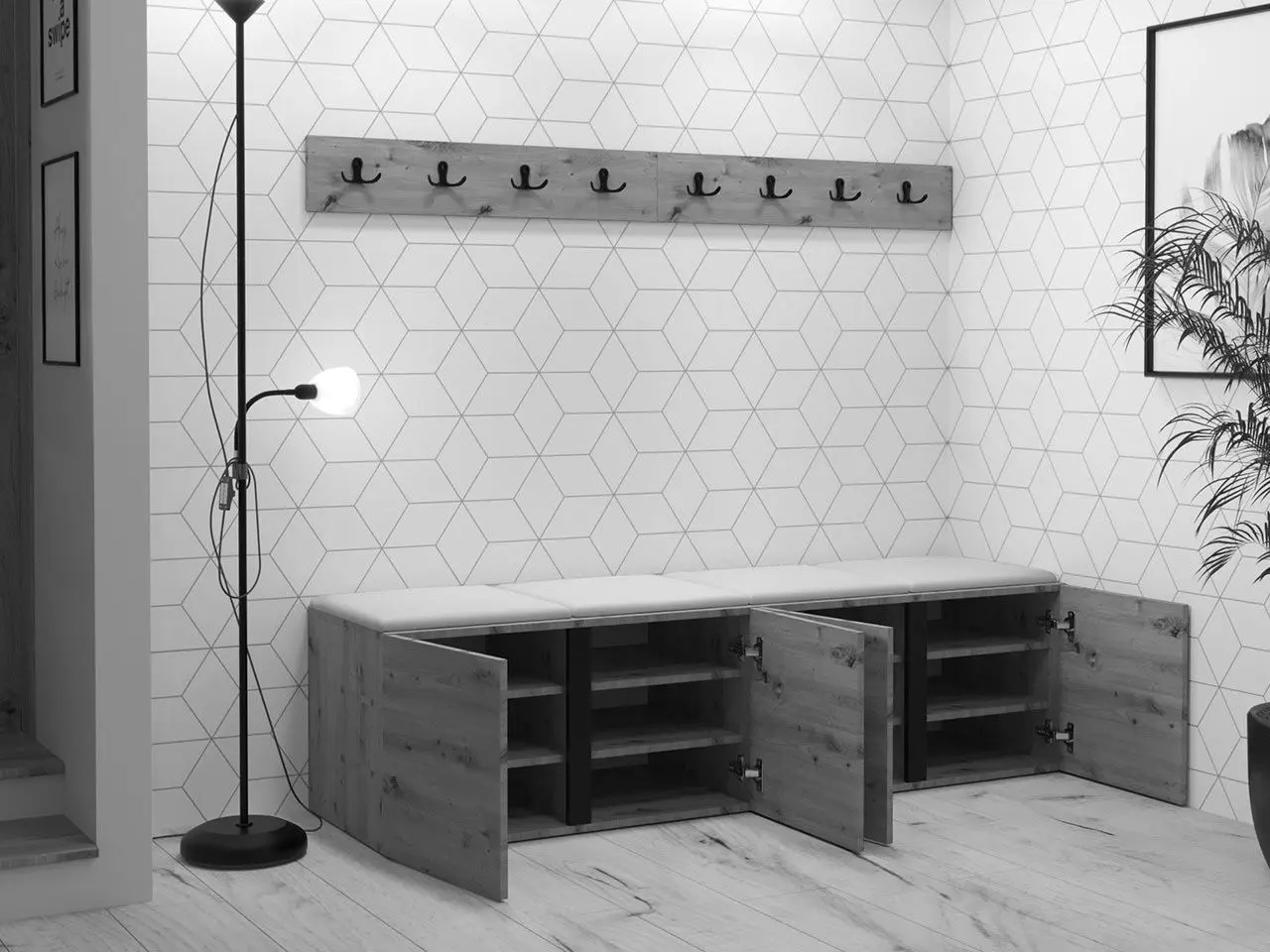 Прихожая Mirjan24 Tavasz/Orion VII Soft 011 (White/Black) - 5