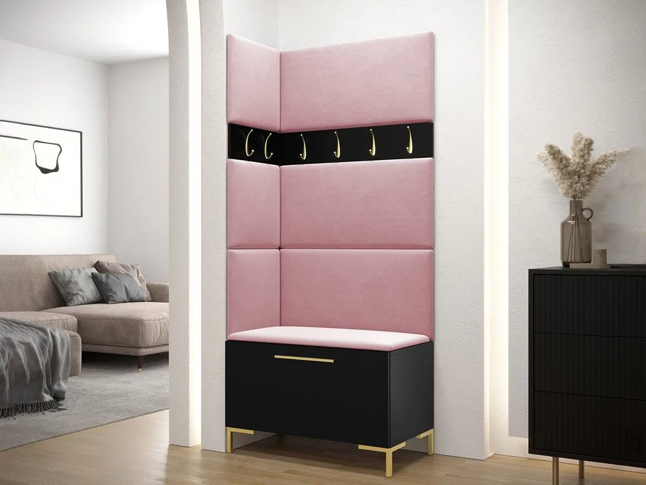 Прихожая угловая Mirjan24 Frunofta/Zilion IV (Black/Pink) - 9