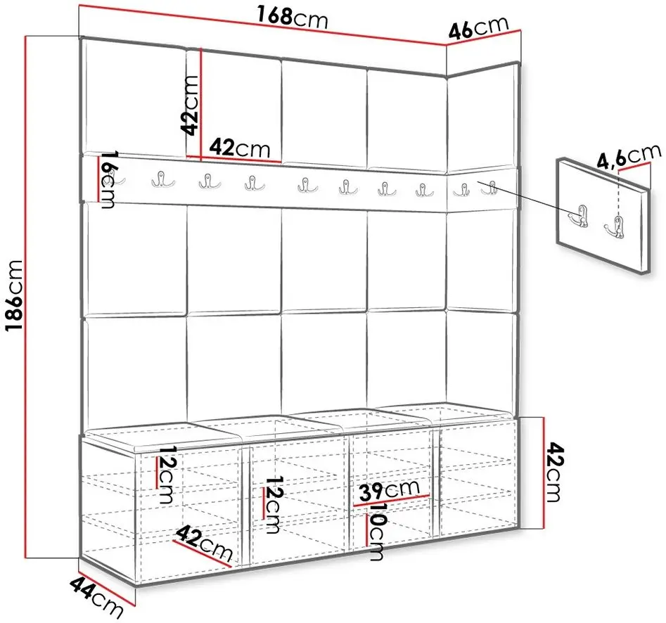 Прихожая угловая Mirjan24 Tavasz II/Orion (Graphite/Gray) - 8