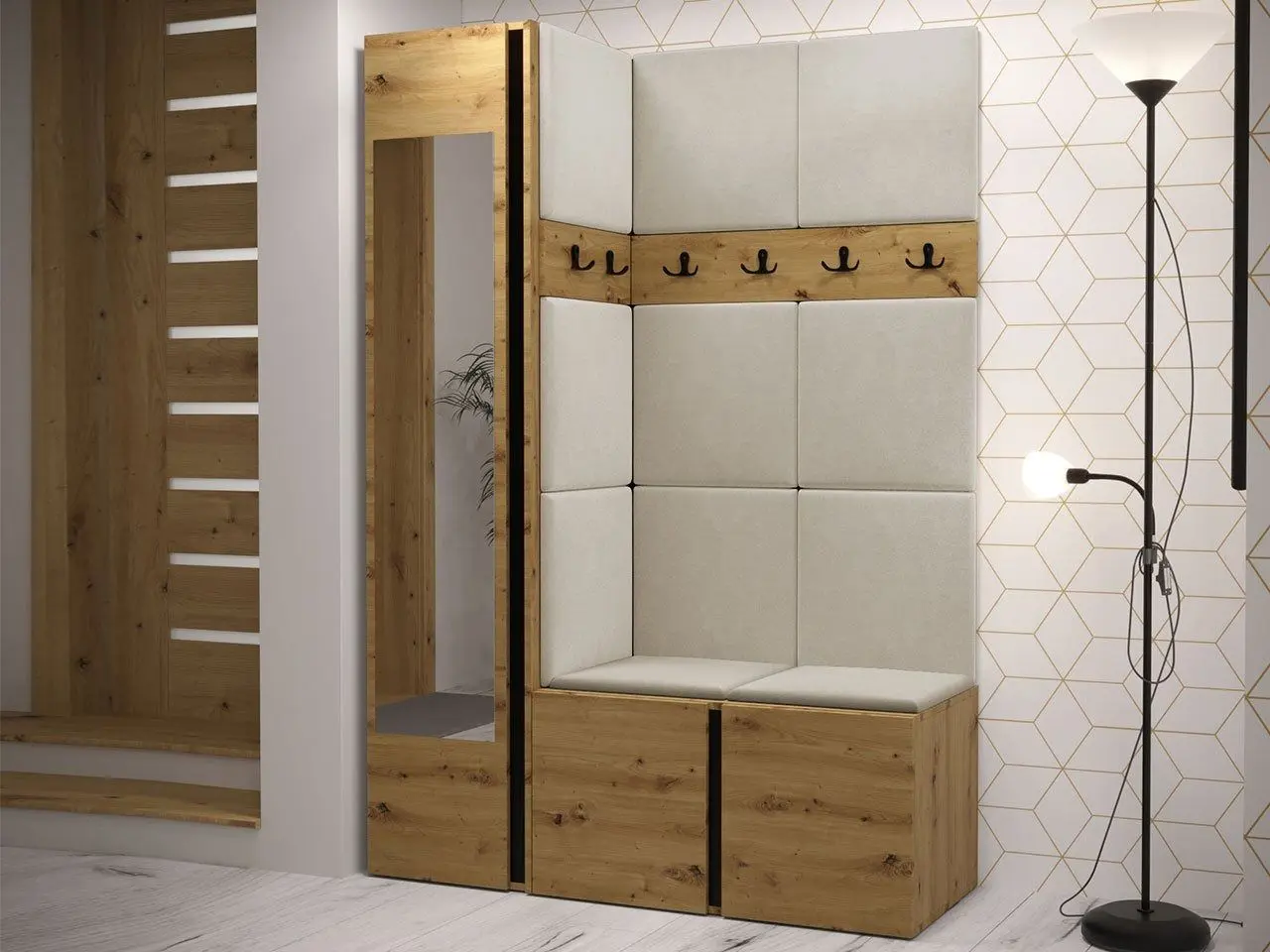 Antreu de colt Mirjan24 Tavasz/Orion X (Artisan Oak/Beige)