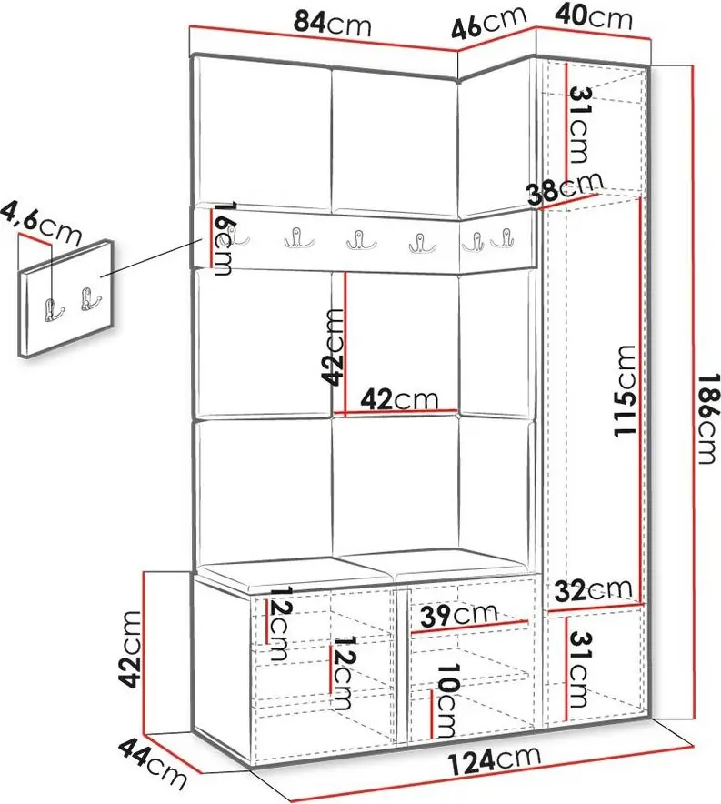 Прихожая угловая Mirjan24 Tavasz/Orion X Soft 011 (White/Black) - 6