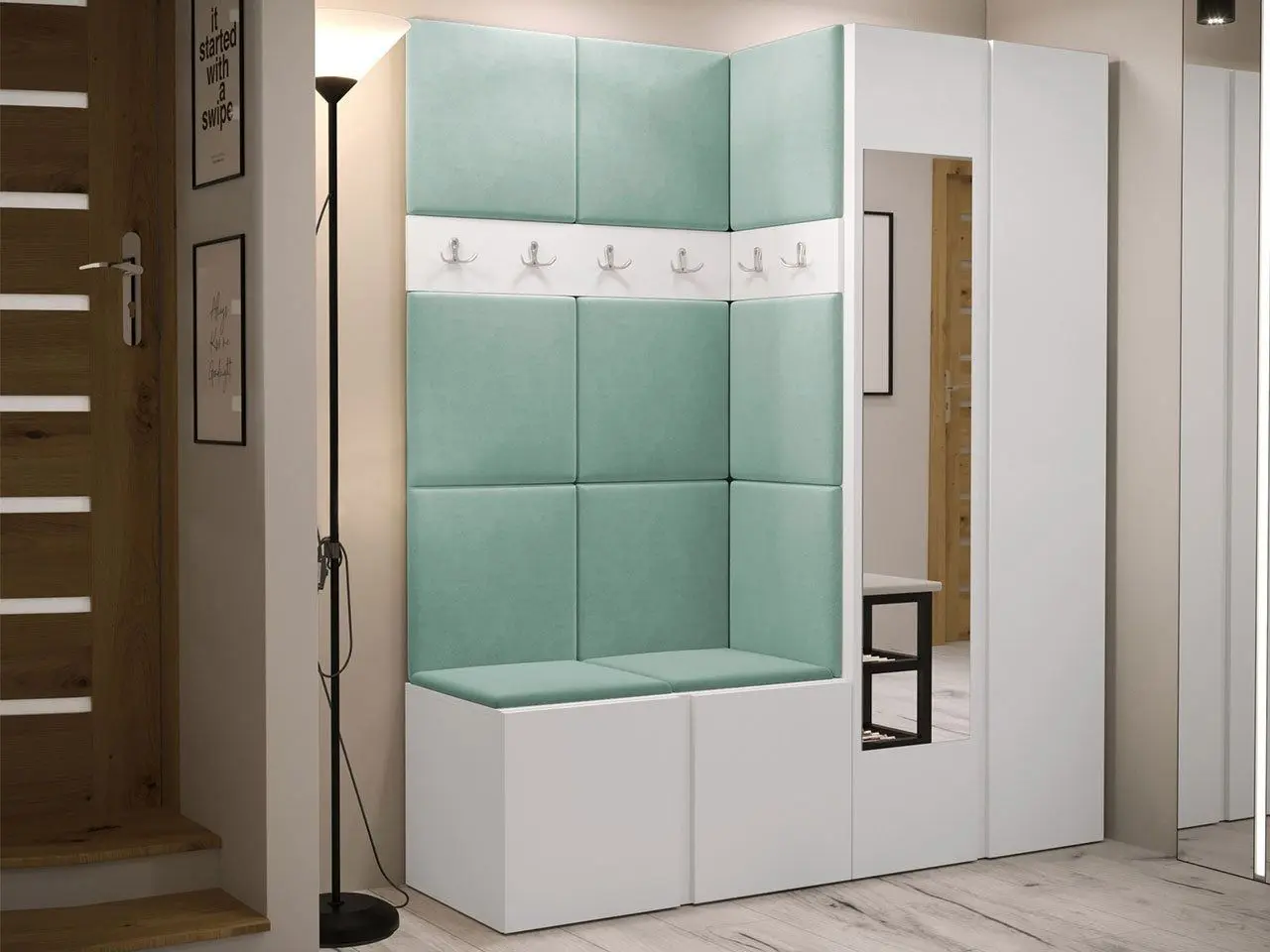 Прихожая угловая Mirjan24 Tavasz/Orion XII (White/Mint) - 8