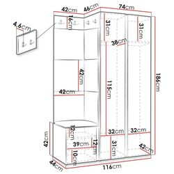 Прихожая угловая Mirjan24 Towiro Slim/Orion Ryfel Slim XXIV Manila 23 (White/Burgundy) Thumb