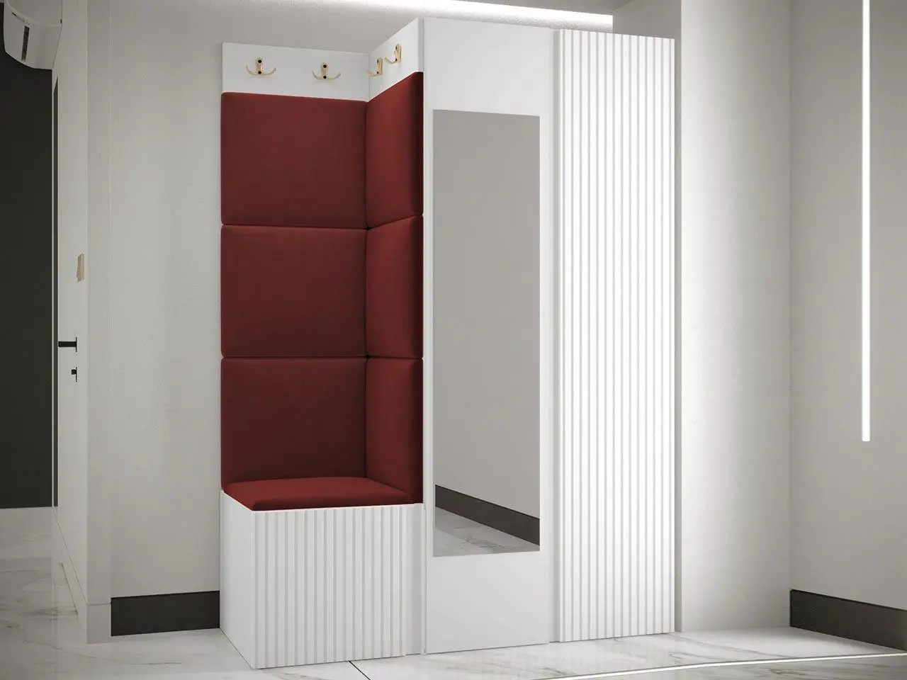 Прихожая угловая Mirjan24 Towiro Slim/Orion Ryfel Slim XXIV Manila 23 (White/Burgundy) - 6