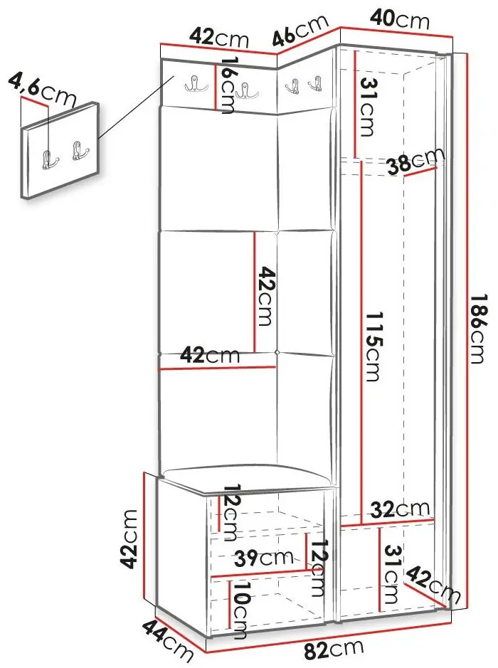 Прихожая угловая Mirjan24 Towiro Slim/Orion Ryfel Slim XXV Manila 32 (Black/Orange) - 2
