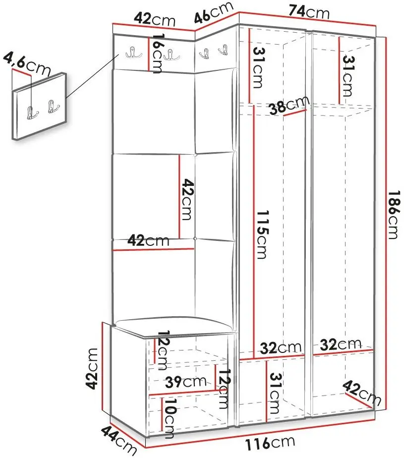 Прихожая угловая Mirjan24 Towiro Slim/Orion XXIII (Black/Gray) - 2