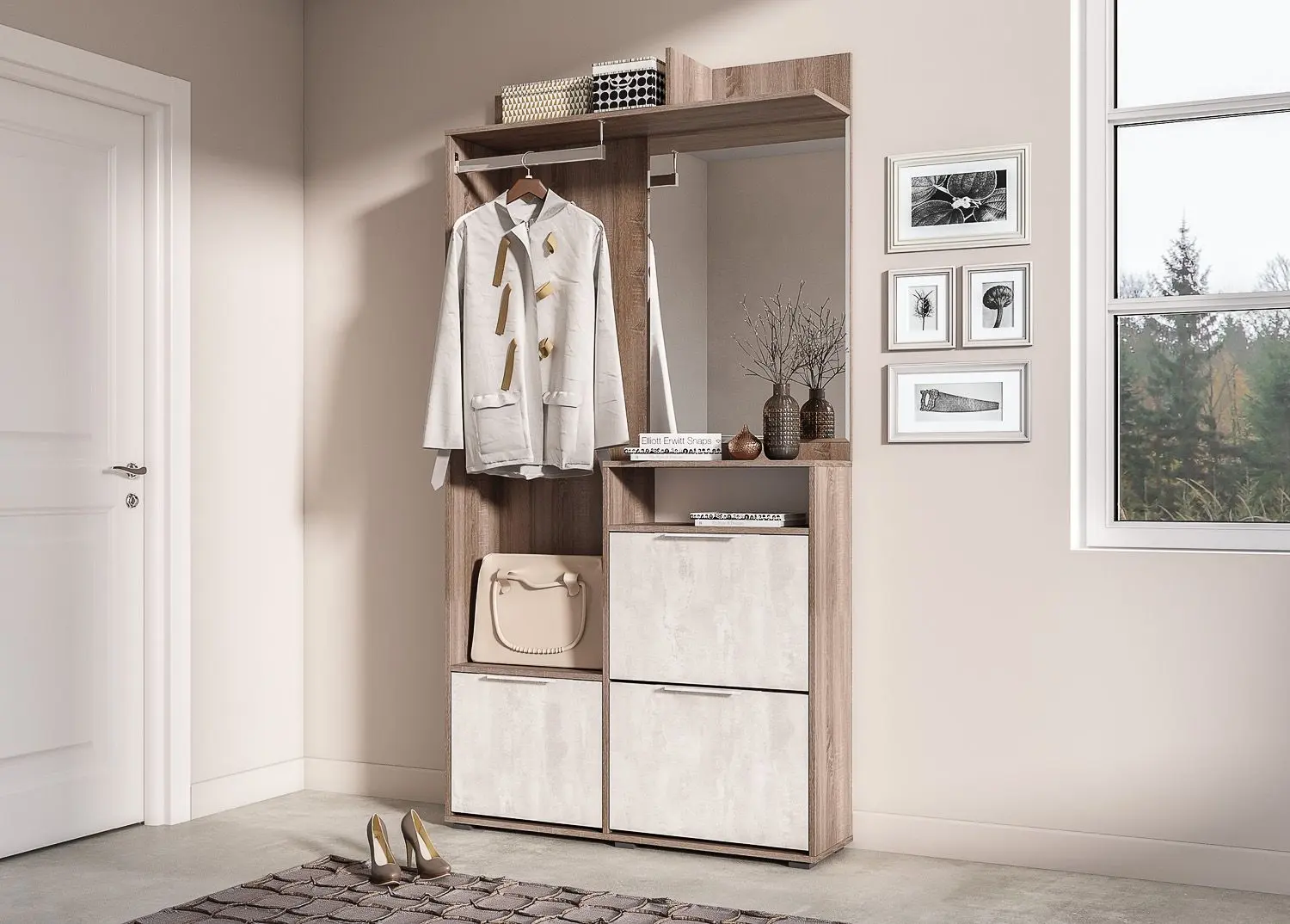 Прихожая Mobi Темпо 10.13 (Дуб Винтаж Оксид/Шёлковый камень) - 9