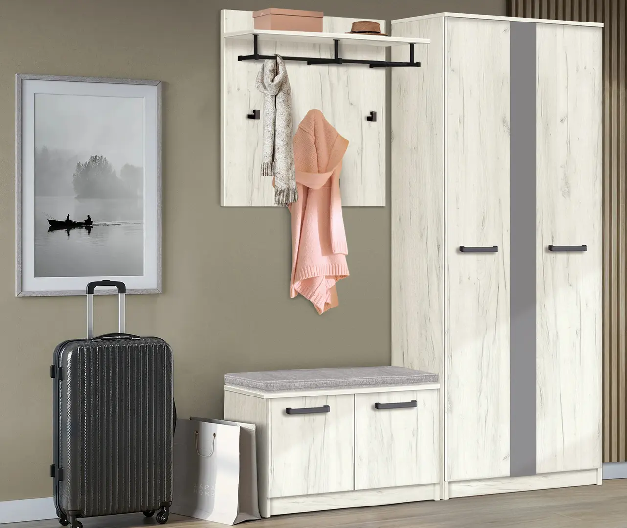 Прихожая Modern Karolina 3 (Craft Oak White/Slate Gray)