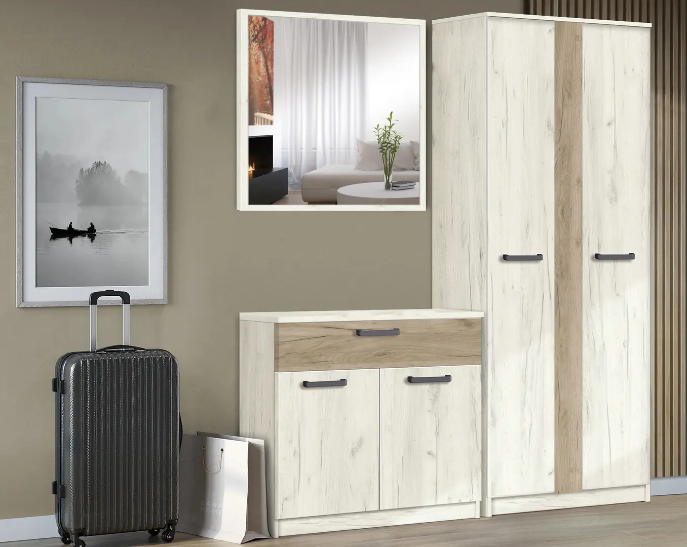 Прихожая Modern Karolina 5 (Craft Oak White/Craft Oak Gray)