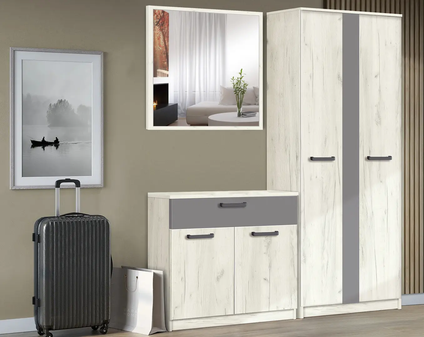 Прихожая Modern Karolina 5 (Craft Oak White/Slate Gray)