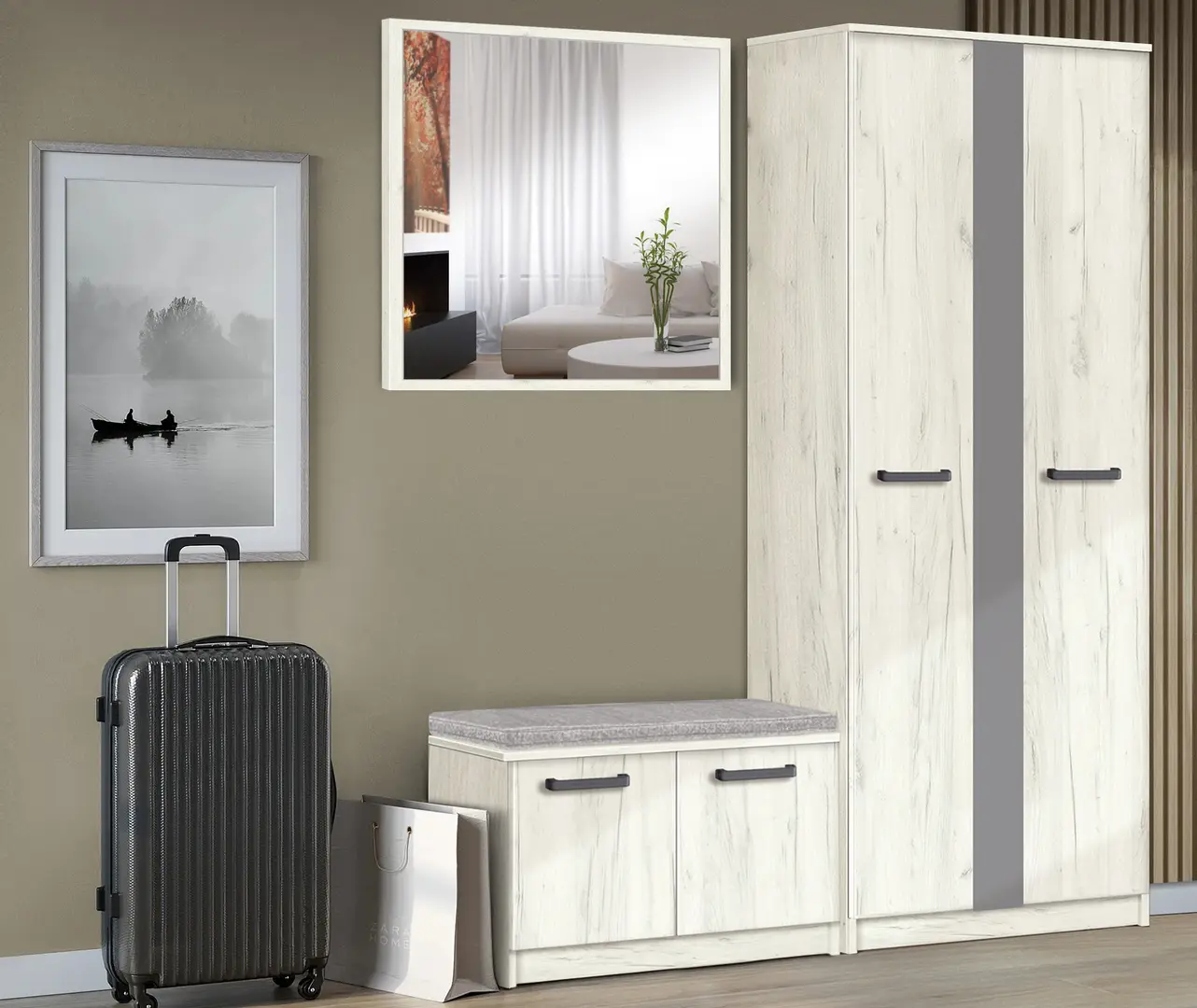 Прихожая Modern Karolina 6 (Craft Oak White/Slate Gray)