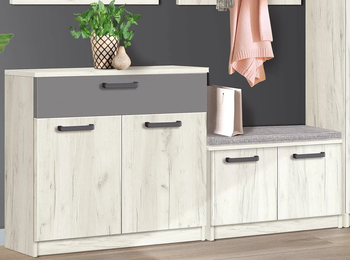 Прихожая Modern Karolina 2.2m (Craft Oak White/Slate Gray)