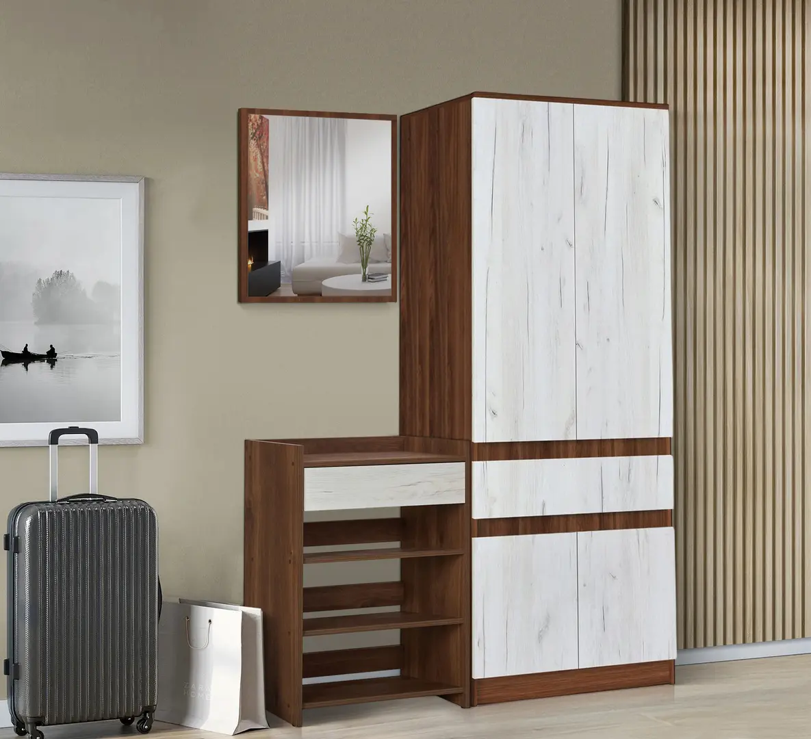 Прихожая Modern Komfi 2 (Brandy Castello Oak/Craft Oak White)