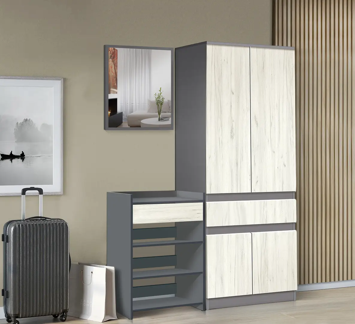 Прихожая Modern Komfi 2 (Slate Gray/Craft Oak White)