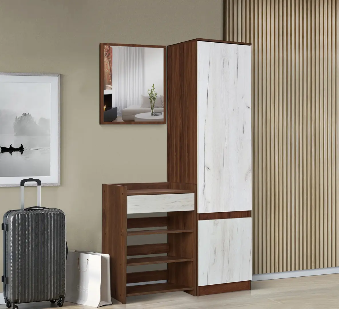 Прихожая Modern Komfi 3 (Brandy Castello Oak/Craft Oak White)