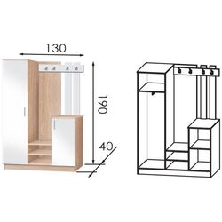 Antreu Modern Tennessee 130cm (Sonoma Oak/White) Thumb
