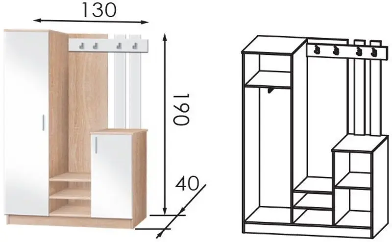 Antreu Modern Tennessee 130cm (Sonoma Oak/White)