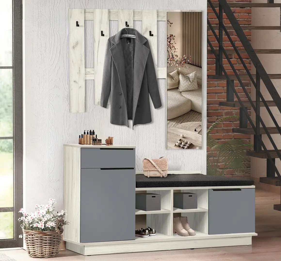 Прихожая Modern Visit New 1 (Craft Oak White/Slate Grey)