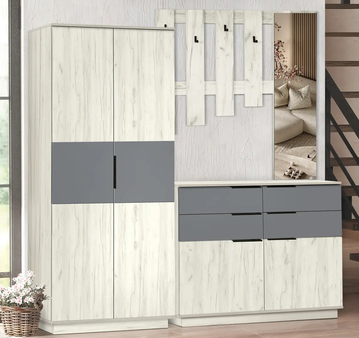 Прихожая Modern Visit New 2 (Craft Oak White/Slate Grey)