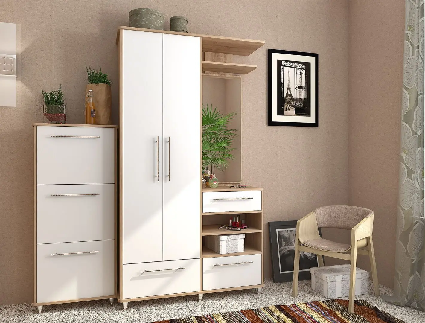 Прихожая Sokme Ниагара (Дуб Сонома/Белый) - 3