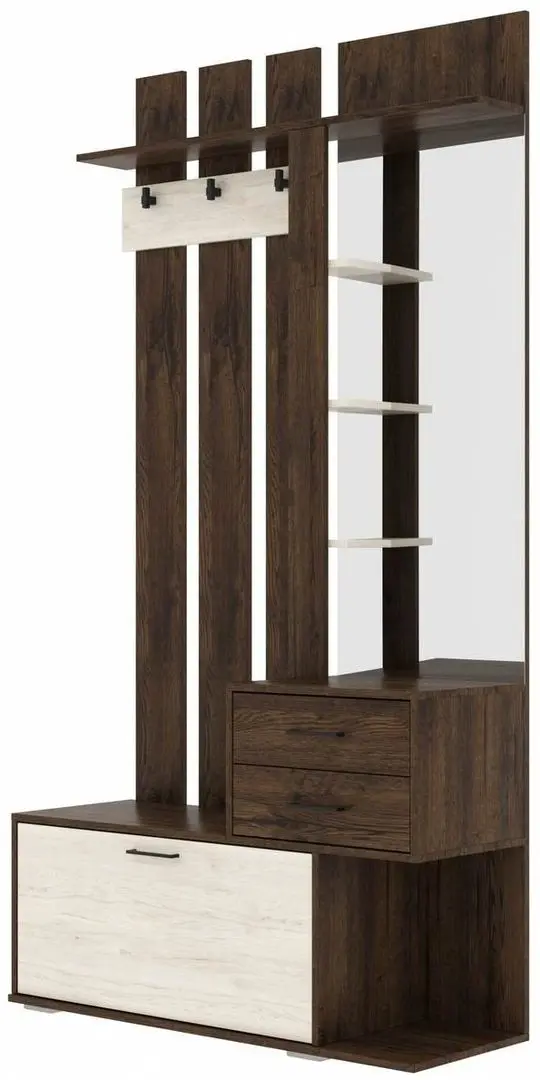 Cuier cu oglinda SV-Mebel Skandi Dark April Oak/Hickory Light (opusa)