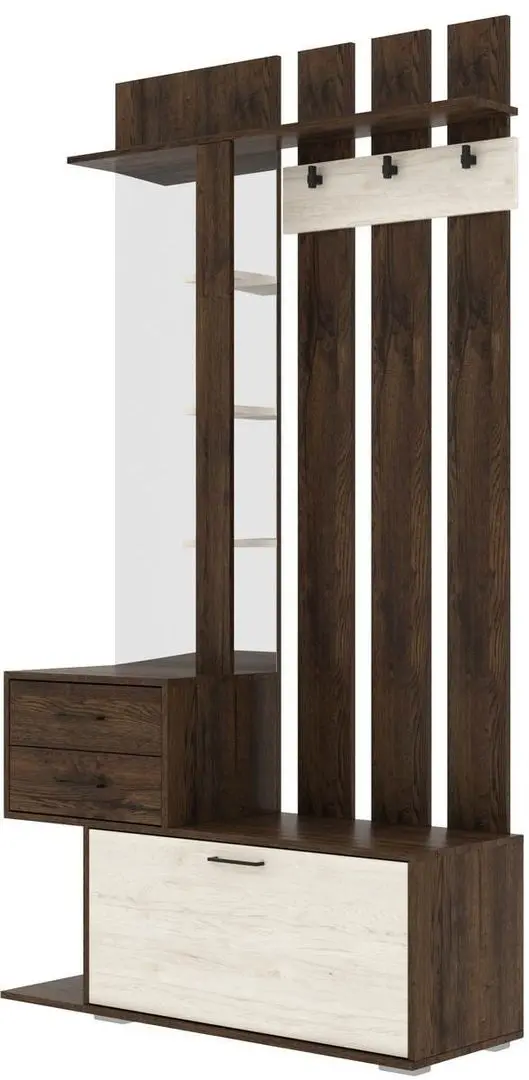 Cuier cu oglinda SV-Mebel Skandi (Dark April Oak/Hickory Light)