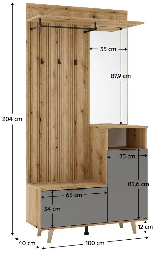 Прихожая Tempo Kondela Nordi (Evoke Oak/Graphite)