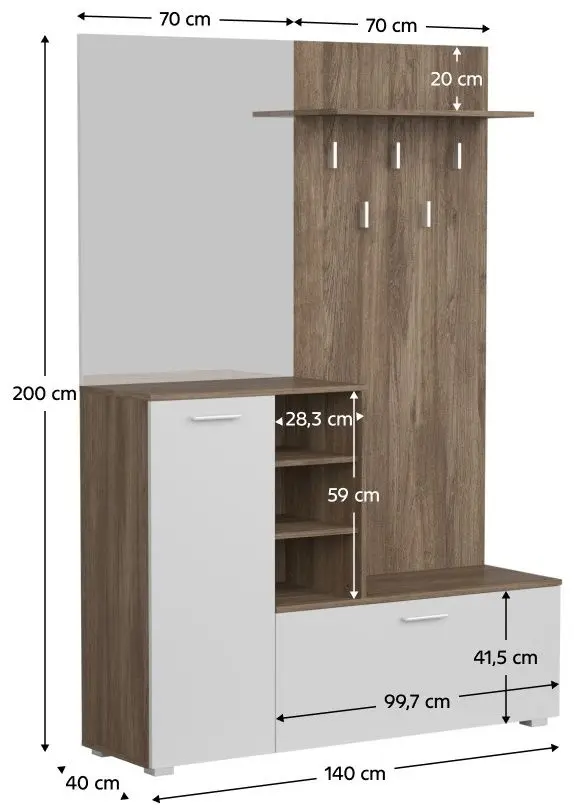 Прихожая Tempo Kondela Vetlanda (Ansberg Oak/White) - 2