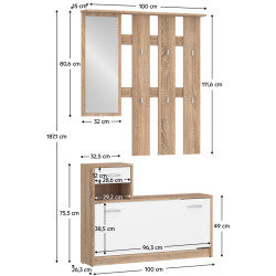 Прихожая Tempo Kondela Vira-Mecki New (Sonoma Oak/White) Thumb