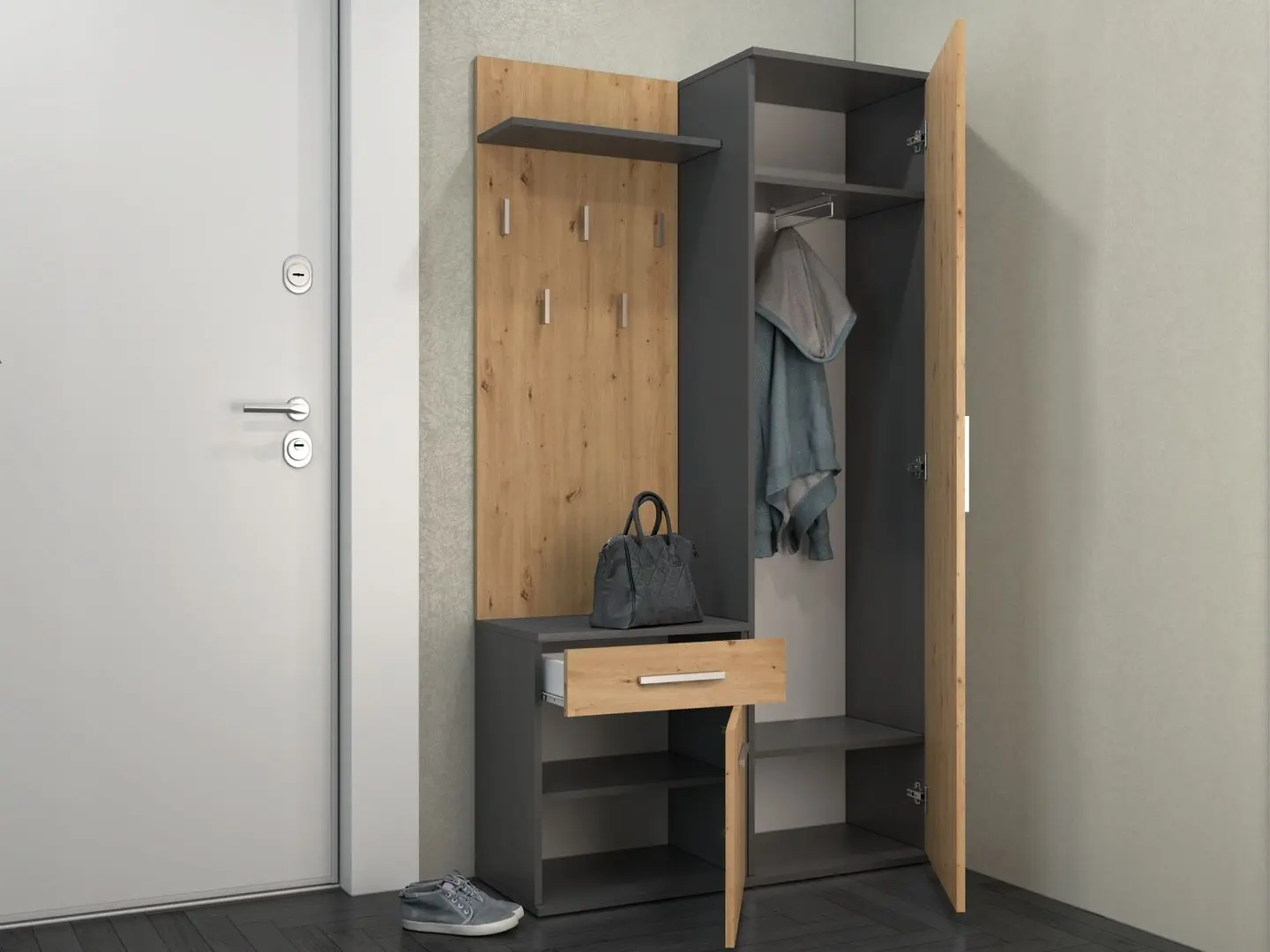 Прихожая TopEshop Duo 100 (Anthracite/Artisan Oak)