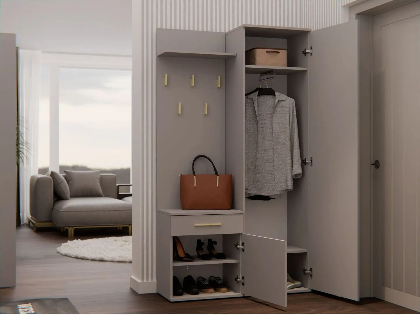 Прихожая TopEshop Duo 100x35x180 (Clay)