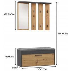 Прихожая TopEshop Parma 100x180 (Anthracite/Artisan Oak) Thumb