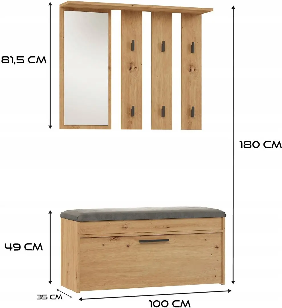 Прихожая TopEshop Parma 100x180 (Artisan Oak)